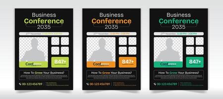 Business conference flyer design layout template in A4 size, with modern shape vector