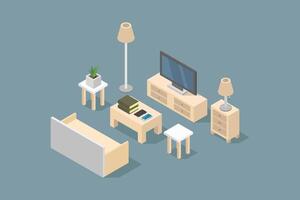 Isometric living room in vector