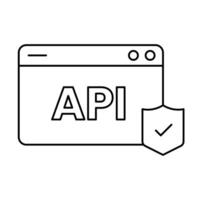 Secure API endpoints with the API security icon, implementing measures to authenticate users, validate requests, and prevent API abuse and attacks. vector