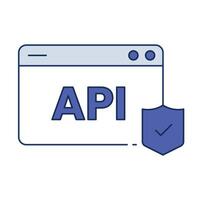 Secure API endpoints with the API security icon, implementing measures to authenticate users, validate requests, and prevent API abuse and attacks. vector