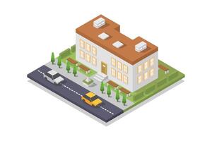 Isometric university building in vector