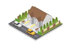 Modern house isometric in vector