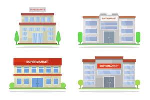 Supermarket buildings illustrated in vector