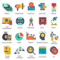 Business and marketing, programming, data management, internet connection, social network, computing, information. Flat illustration vector