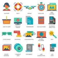 Business and marketing, programming, data management, internet connection, social network, computing, information. Flat illustration vector