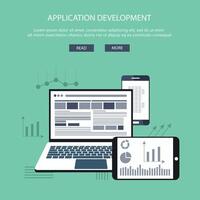 Flat design illustration concept for application development. Concept to building successful business. vector