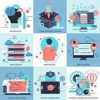 Business, education and technology icon set for websites and mobile applications. Flat illustration vector