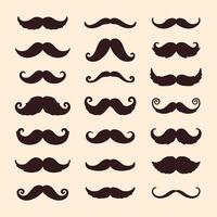 Set of mustache retro hipster icon. Silhouette illustration vector