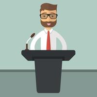 Flat modern design of businessman giving a presentation. Conference and meeting. Flat design. vector