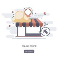 On line store concept. Icon shop online, business icon flat design. App Icons, Web Ideas Network Page, Virtual Shopping, vector