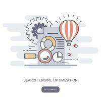 Search engine optimization. Flat illustration. vector