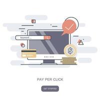 Pay per click icon. Shop on line, e commerce concept. Flat illustration vector