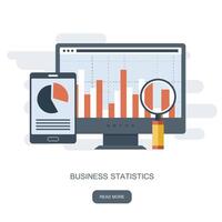 Statistics and business statement. Financial administration concept. Consulting for company performance, analysis concept. Flat illustration vector