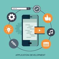 Mobile applications and mobile development concept. Flat illustration. vector