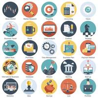 Colorful icon set for business, management, technology and finances. Flat objects for websites and mobile applications vector