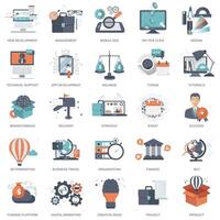 Set of flat design icons for business, pay per click, creative process, searching, web analysis, time is money, on line shopping. Icons for website development and mobile phone services and apps. vector