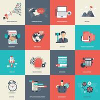 Business and management icon set for website development and mobile phone services and apps. Flat illustration. vector