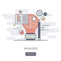 Knowledge and wisdom icon. On line learning, education, web tutorials. Flat illustration vector