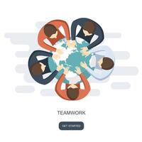 Teamwork and team building concept. Flat illustration vector