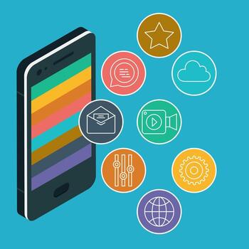 Mobile applications concept. Smartphone application development. Flat illustration vector