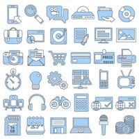 Set icons with elements for mobile concepts and web apps. Business and marketing, programming, data management, internet connection, social network, computing, information. vector