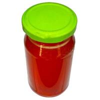 honey Glass jar isolated on white background photo