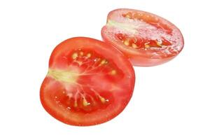 Tomato slices isolated on white background photo