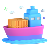 3D Illustration cargo ship png