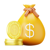 3d ilustración dinero bolso png