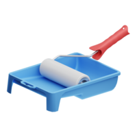 3D Illustration paint roller and tray png