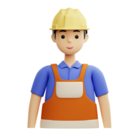 3D Illustration construction worker male png