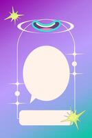 Y2k Gradient Poster template. Retro aesthetic 90s with trippy sticker and frame. Y2k template trendy poster. illustration. vector