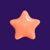 Star 3D Review plastic render. Star for feedback and rank. 3d cartoon game element. Shape for app and game design. illustration. vector