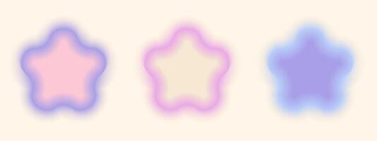 Gradient Y2k shape blur set. Star blurry aesthetic y2k. pastel form illustration. Aura gradient shape vector