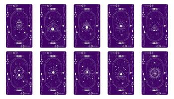 Tarot card set with mystic eye pyramid and celestial border. Boho esoteric tarot card with eye and frame. illustration. Sacred geometry celestial triangle vector
