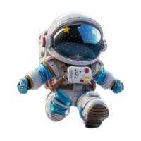 3d desenho animado personagem animação, fofa pequeno astronauta, png