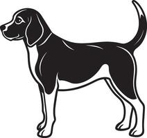 perro silueta. negro y blanco. ilustración en blanco antecedentes vector