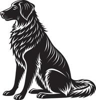 perro silueta. negro y blanco. ilustración en blanco antecedentes vector