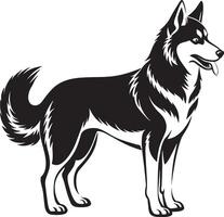 perro silueta. negro y blanco. ilustración en blanco antecedentes vector