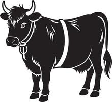 cow silhouette . black and white. isolated white background vector