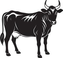 cow silhouette . black and white. isolated white background vector