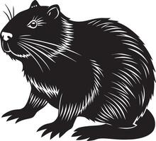 image of a hamster in black and white background vector