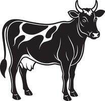 Black and White Cow. illustration Isolated on white background. vector