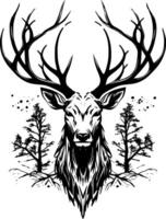 Elk, Minimalist and Simple Silhouette - illustration vector