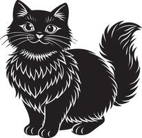 Black cat on a white background. illustration for your design. vector