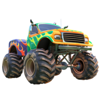 3D Cartoon Style Monster Truck Logo Illustration No Background Perfect for Print on Demand png