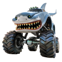 3D Cartoon Style Monster Truck Logo Illustration No Background Perfect for Print on Demand png