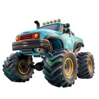 3D Cartoon Style Monster Truck Logo Illustration No Background Perfect for Print on Demand png