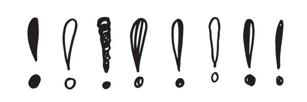 Set of hand drawn Sketch exclamation marks. illustration. eps 10. vector