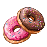 Cartoon Style Donuts Logo Illustration No Background Perfect for Print on Demand png